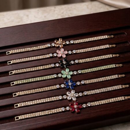 Elegant Floral Crystal Tennis Bracelet