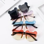 Kids Bear-Shaped Rimless Sunglasses – Cute & Stylish Gradient Sun Glasses