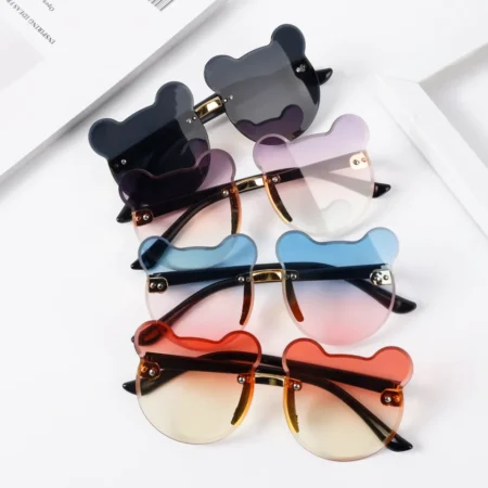 Kids Bear-Shaped Rimless Sunglasses – Cute & Stylish Gradient Sun Glasses