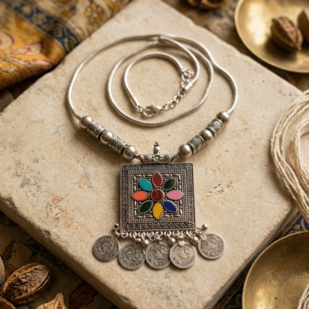 Handcrafted Oxidized Silver Statement Necklace