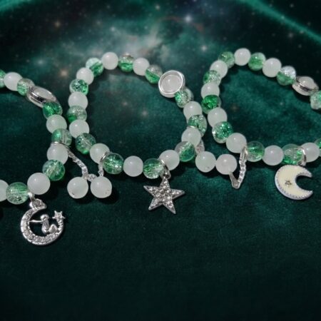 Pakistan Day Special Beaded Bracelet With Hanging Charm