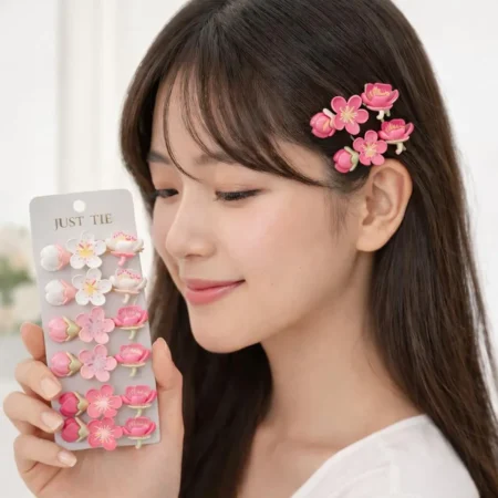 Elegant Pink Flower Clip Korean Duckbill Side Clip