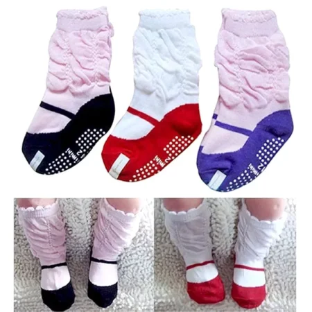 Cute & Cozy Non-Slip Baby Mary Jane Socks Pack Of 3 