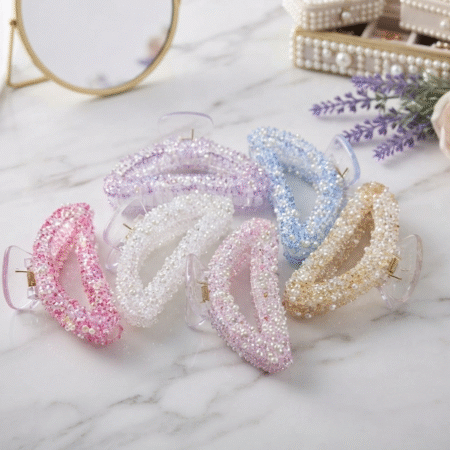 Sparkling Beaded Hair Claw Clips