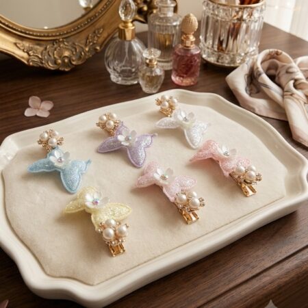 Sparkling Butterfly Hair Clips with Pearl & Rhinestone
