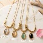 Natural Gemstone Oval Pendant Necklace