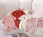 3D Floral Knit Baby Romper