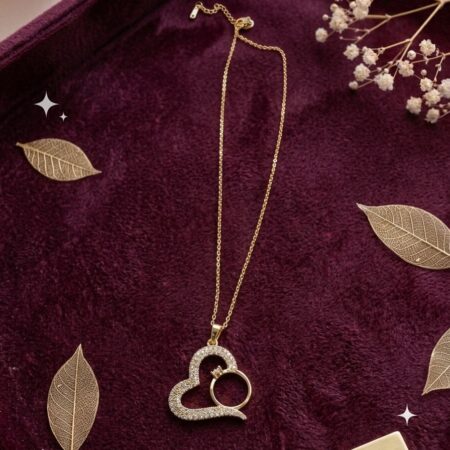 Elegant Gold Heart & Ring Pendant Necklace