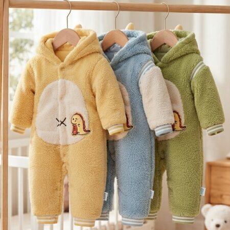 Dinosaur Teddy/Bouclé Hooded Jumpsuit