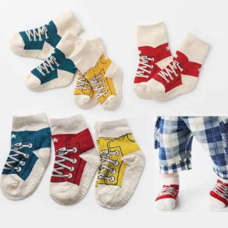 Sneaker-Print Non-Slip Baby Socks Pack of 3