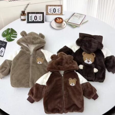 Adorable Kids' Faux-Fur Teddy Bear Hoodie Jacket