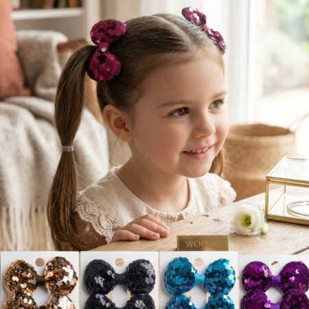 Sparkling Sequin Hair Bow Pins