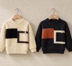 Cute Bunny Graphic Colorblock Knit Sweater for Toddlers & Kids