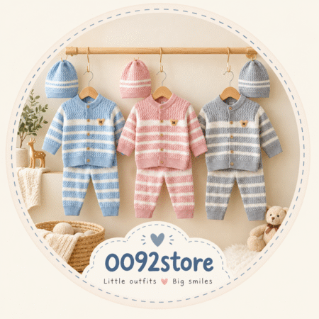 Baby Knitted Winter Romper Set with Matching Cap