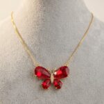 Red Crystal Butterfly Pendant Necklace 1 Carat