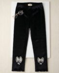Black Velvet Bow Tie Thermal Leggings with Inner Fleece