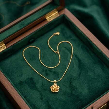 Golden Rose Pendant Necklace