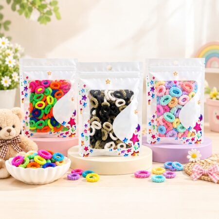 Small 100 pcs Hair Ropes Striped Towel Rings