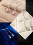 Elegant Opal Cat Eye Drop Earrings