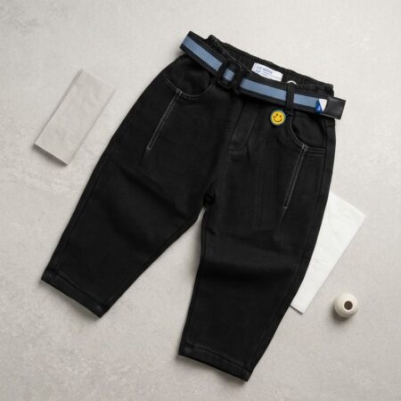 Boys Fleece-Lined Denim Jeans with Free Belt