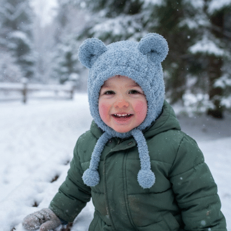 Cute Plush Bear Ear Winter Beanie Cap for Kids & Toddlers
