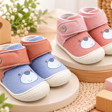 Cute Bear Baby Shoes – Soft Mesh Toddler Shoes with Adjustable Strap